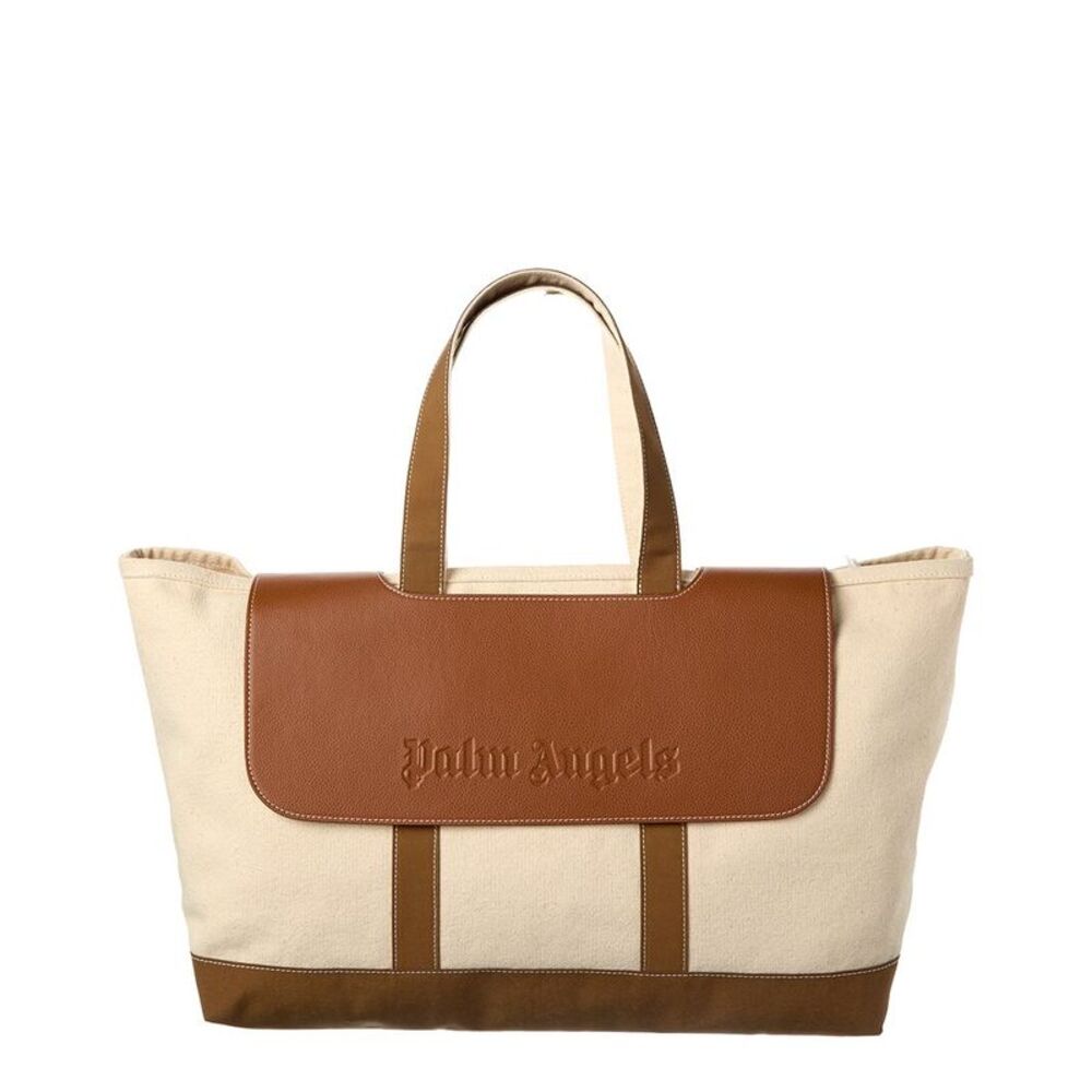 Palm Angels Cabas Canvas & Leather Tote, Brown